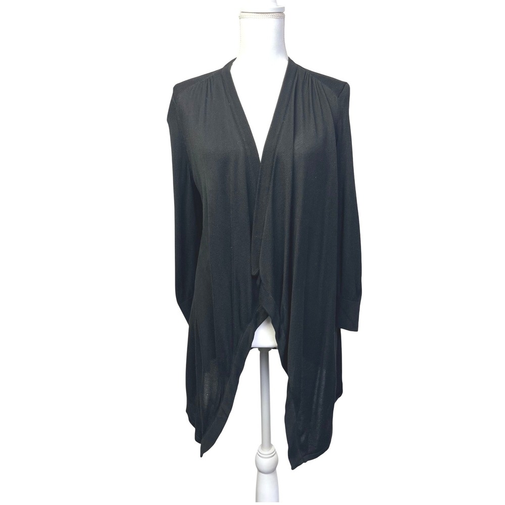 White House Black Market Black Drape Front Cardigan Sweater M